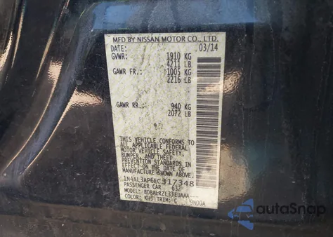 2014 Nissan Altima 2.5 S from USA, damaged, VIN 1N4AL3AP6EC317348